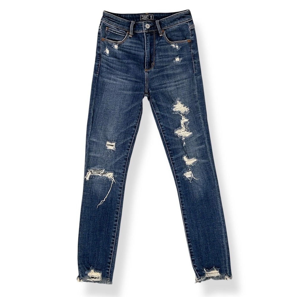 Abercrombie & Fitch Jeans Women 25/0R (ACTUAL 24x25.5) Blue Ripped Skinny Simone